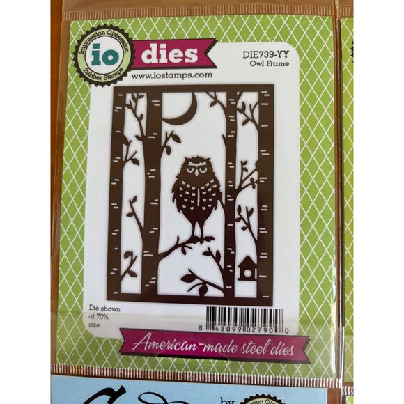 Set Of 4 IO Stamps Craft Dies - Owl Frame Fall Leaf Tree Window & Serendipity Se - Picture 4 of 12